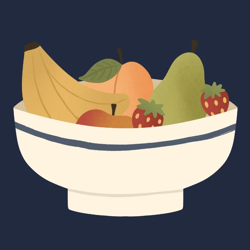 Whimsical Fruit Bowl Illustration