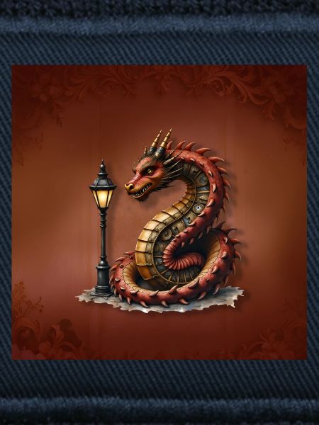 Steampunk dragon with lamppost