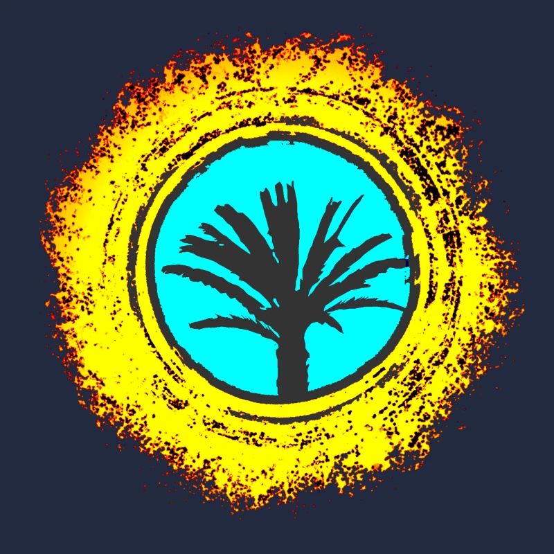 Illustration de palmiers avec explosion de couleurs Majorque
