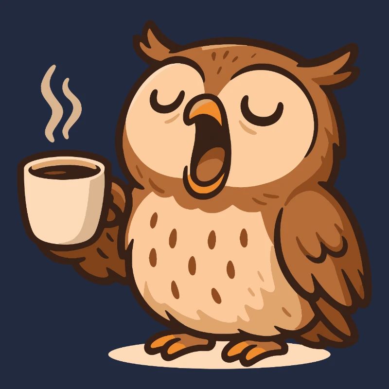 Kaffeetrinkende Eule Illustration