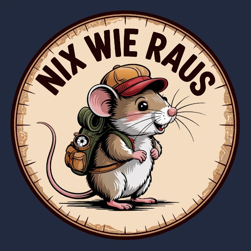 Adventure mouse with backpack and hat