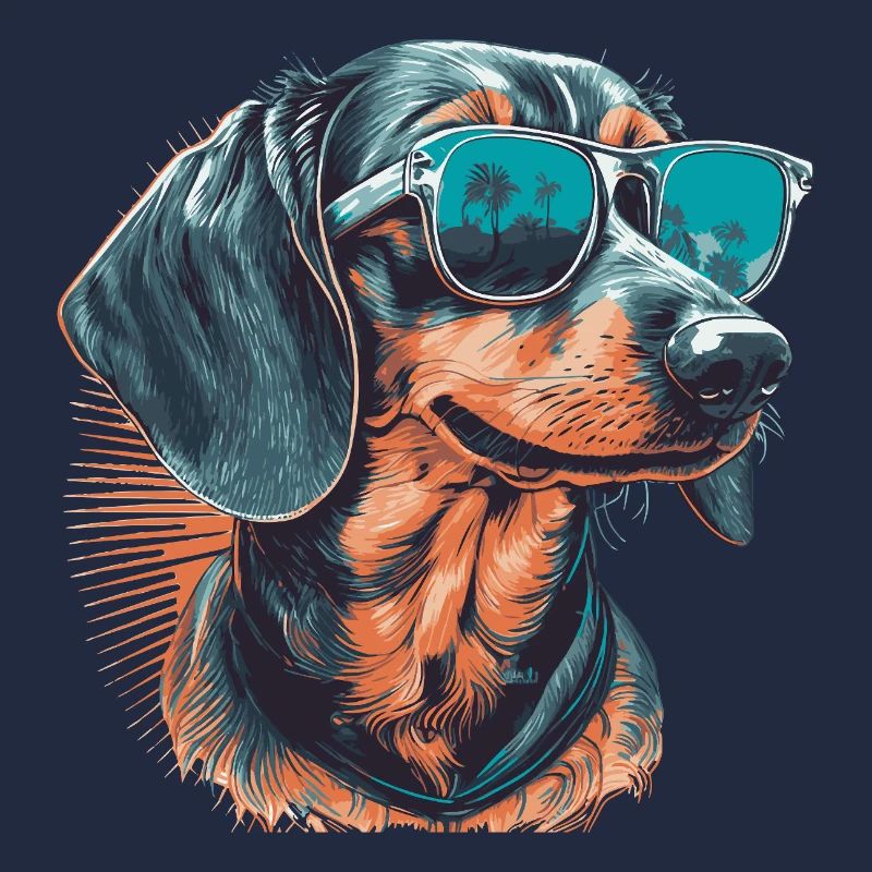 Cool dachshund with sunglasses
