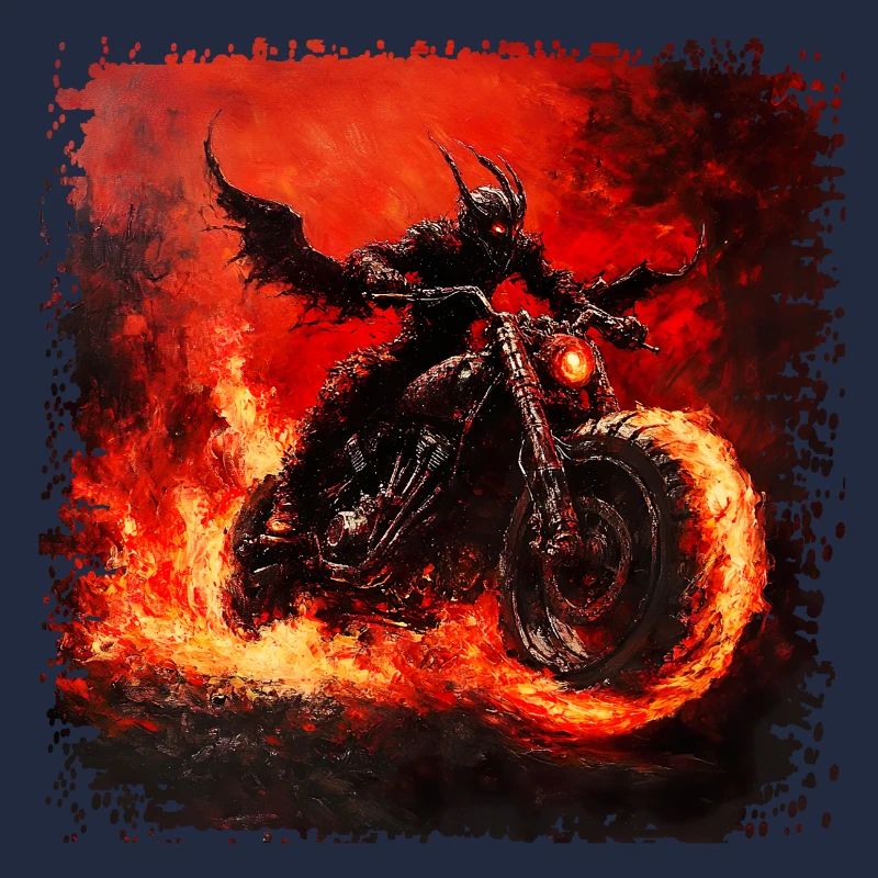 Demonic motorcyclist on fire
