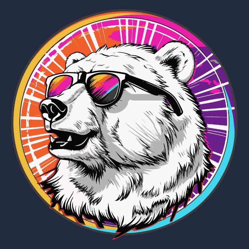 Bear with sunglasses in neon design
