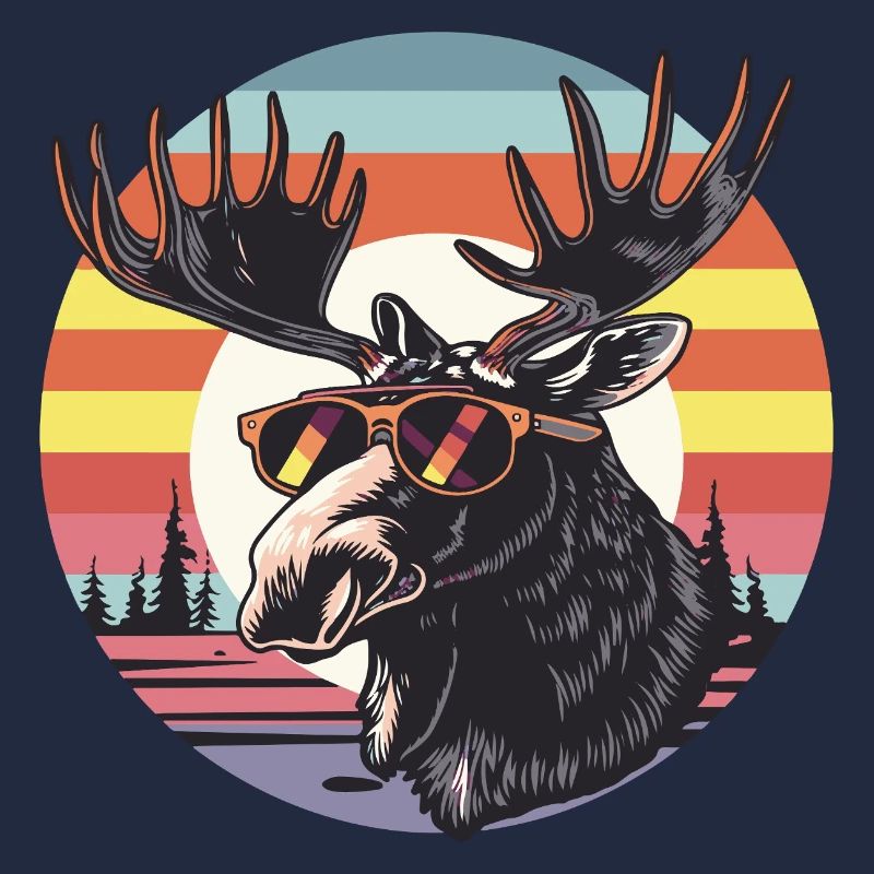 Retro moose with sunglasses