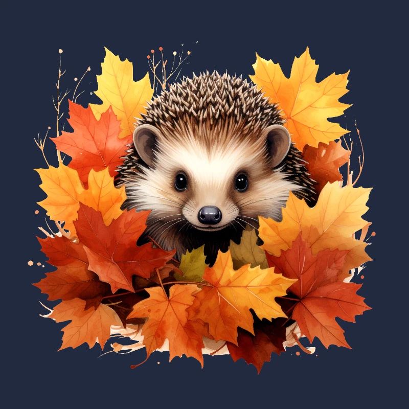 Herbstlicher Igel im Laub