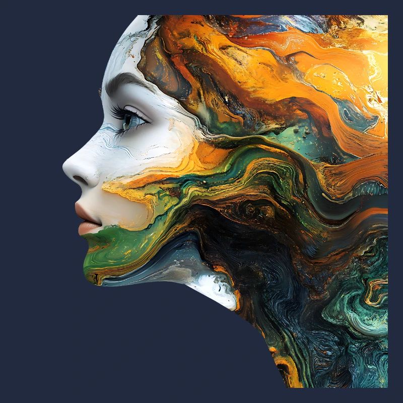 Fluidkunst Gesichtsmotiv