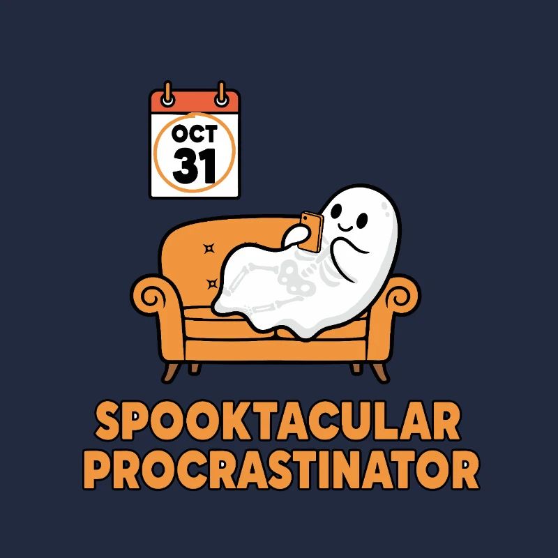 Spooky Ghost Procrastinator Design