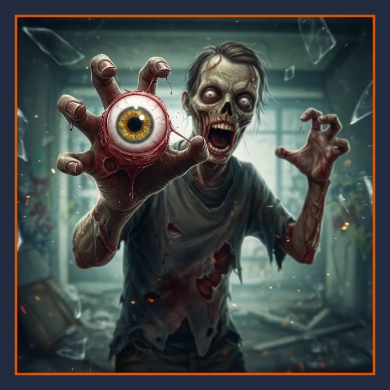 Gruseliger Zombie mit Augapfelhand