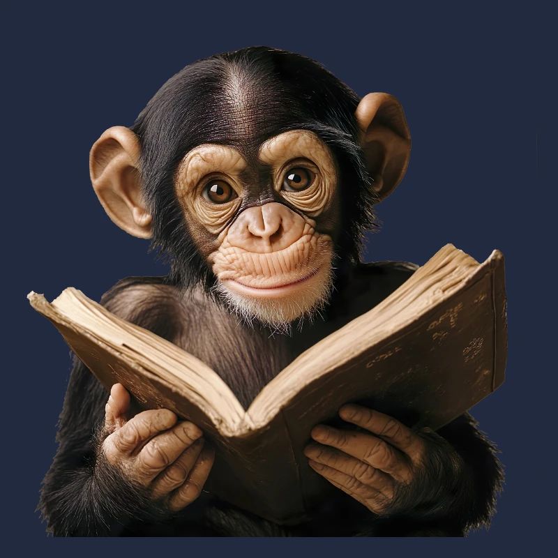Wissbegieriger Affe mit Buch
