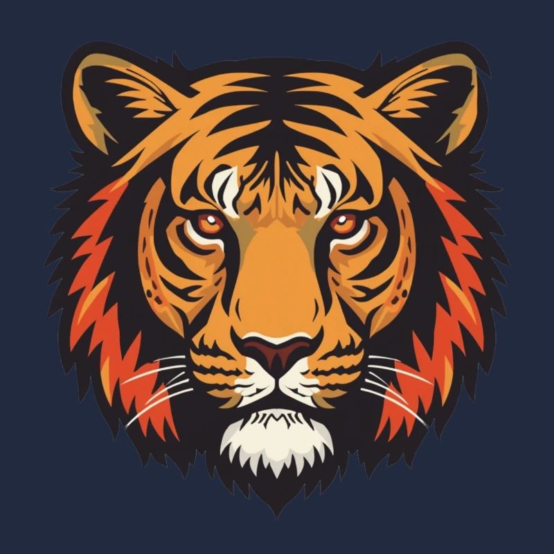 Expressive tiger head impression