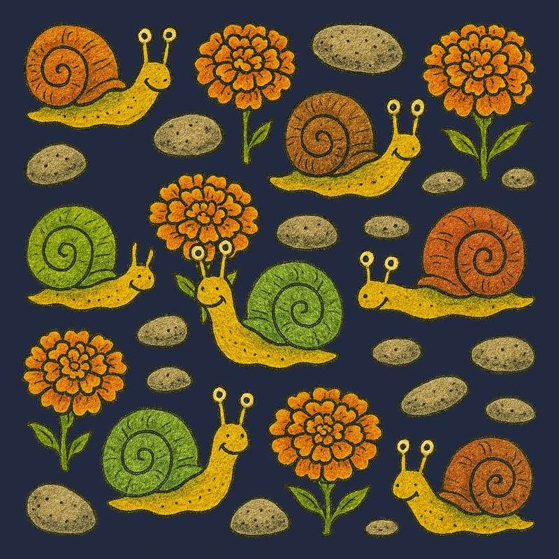 Sunny Snails Garden Pattern