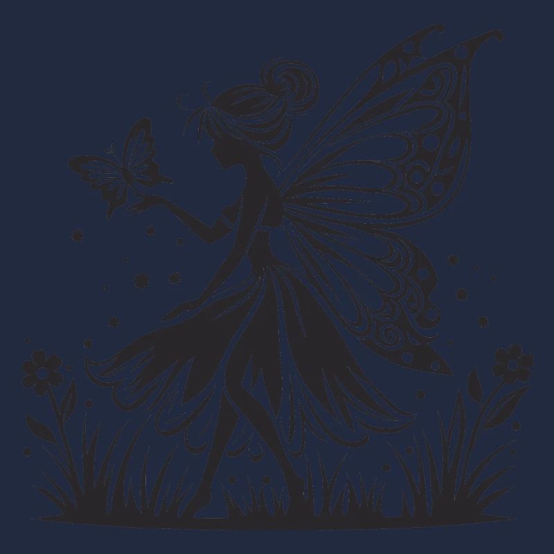 Fée au clair de lune avec silhouette de papillon