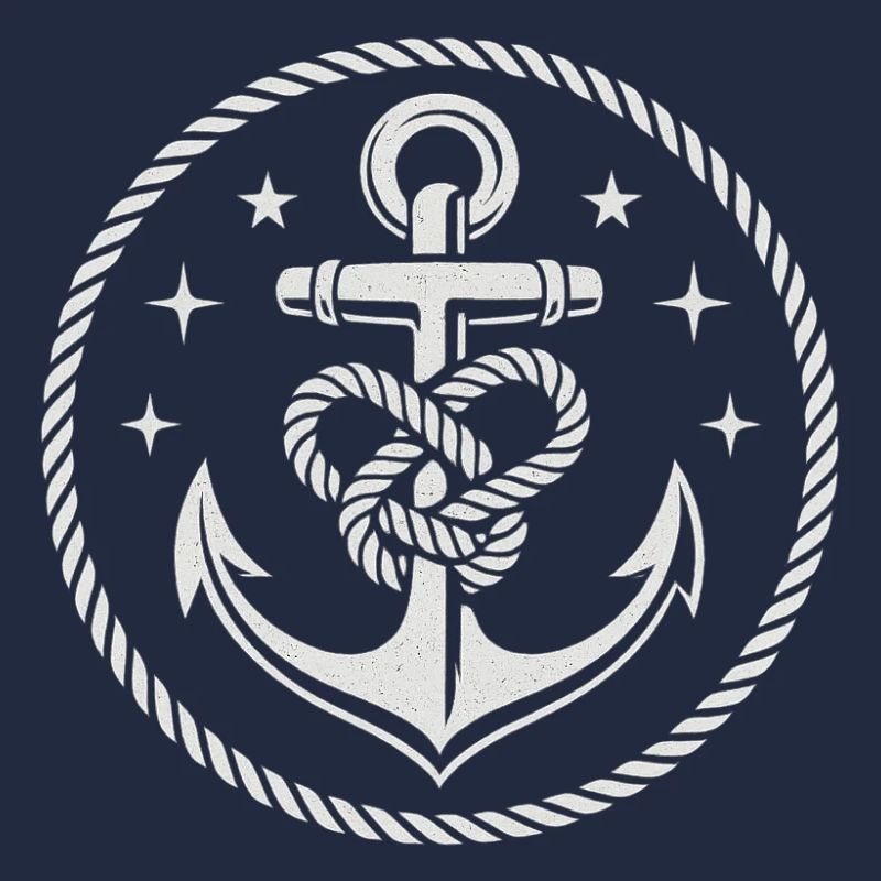 Nautical anchor with rope knots