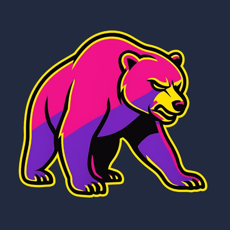 Neon Bär mit Kraft 