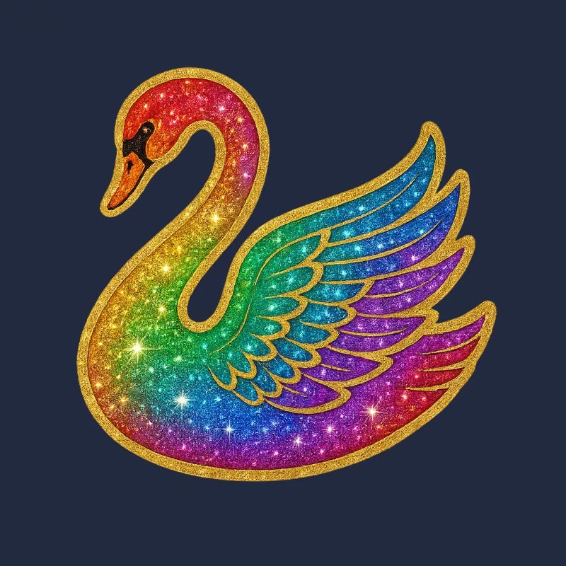 Regenbogen Glitzer Schwan