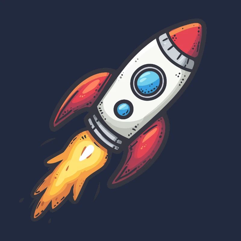 Cartoon Rocket Lightning Force