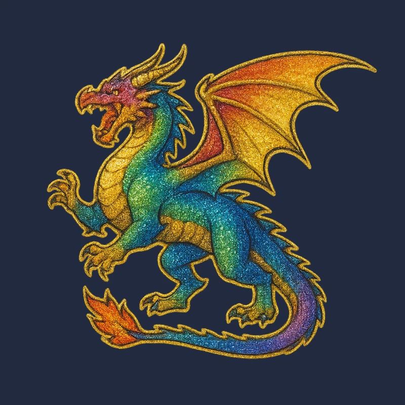 Rainbow Glitter Dragon