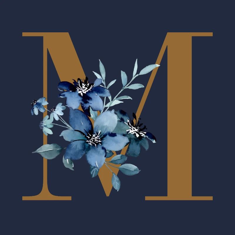 Monogramm M mit Blaublüten