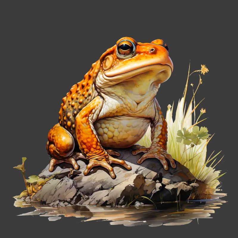 Orange-red frog or toad on stone