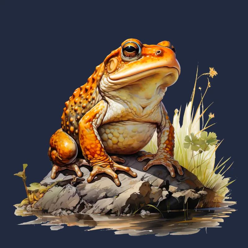 Grenouille ou crapaud rouge orangé sur pierre