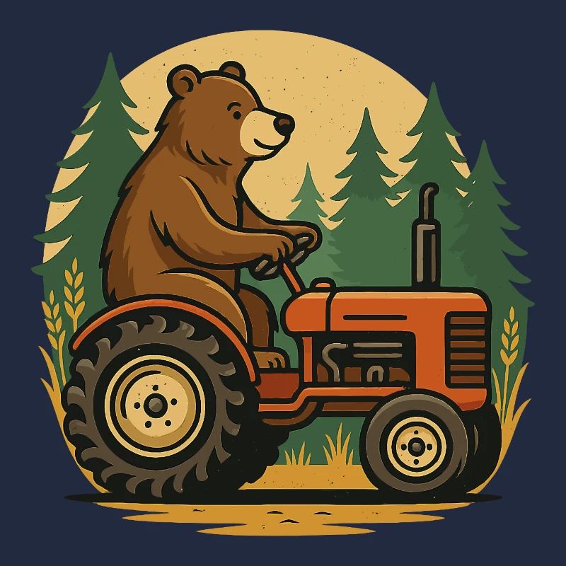 Bärenfarmer im Traktor