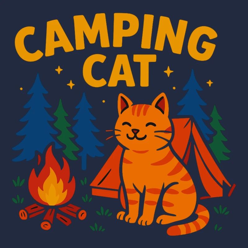 Chat de camping au feu de camp