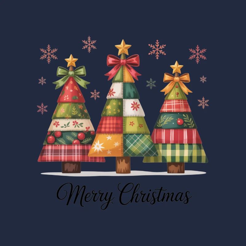 Patchwork Christmas Tree Trio