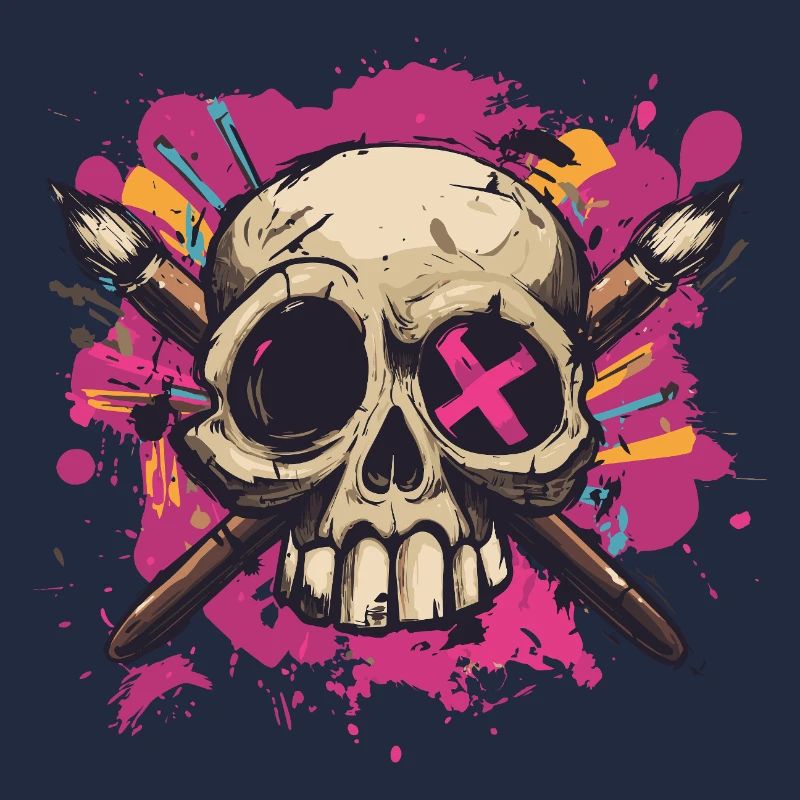 Skull and crossed brushes