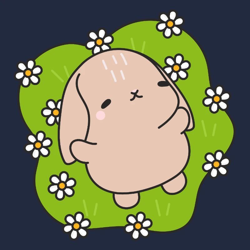 Kawaii Kaninchen unter Gänseblümchen