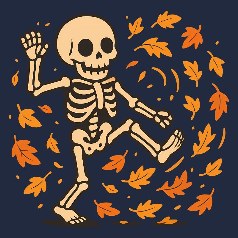 Autumn Dance Skeleton Cartoon