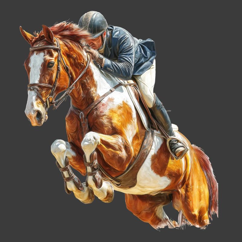 Galloping rider in leap