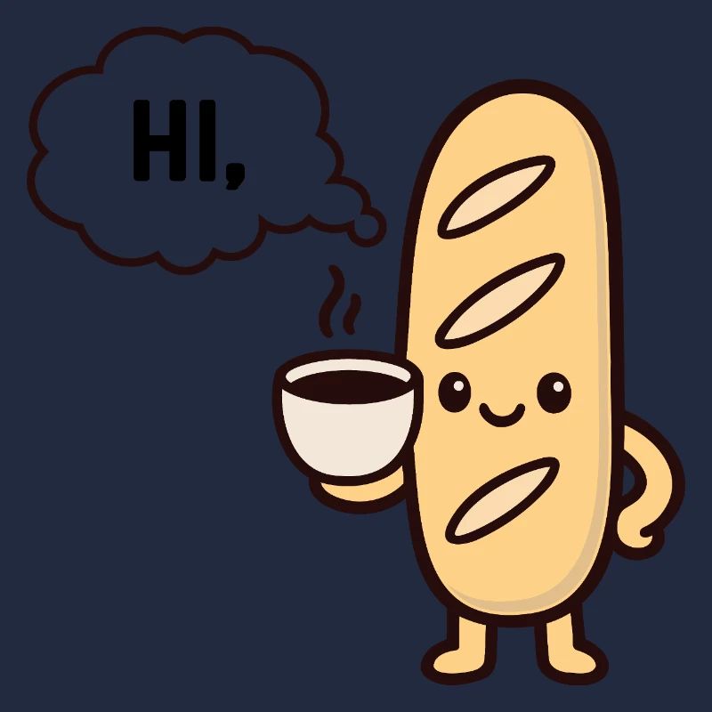 Warmes Maskottchen Kaffee-Baguette
