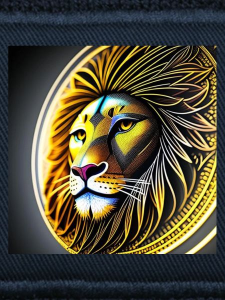 Circular Golden Geometric Lion
