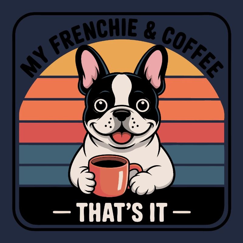 Kaffeepause Bulldogge Frenchie Retro