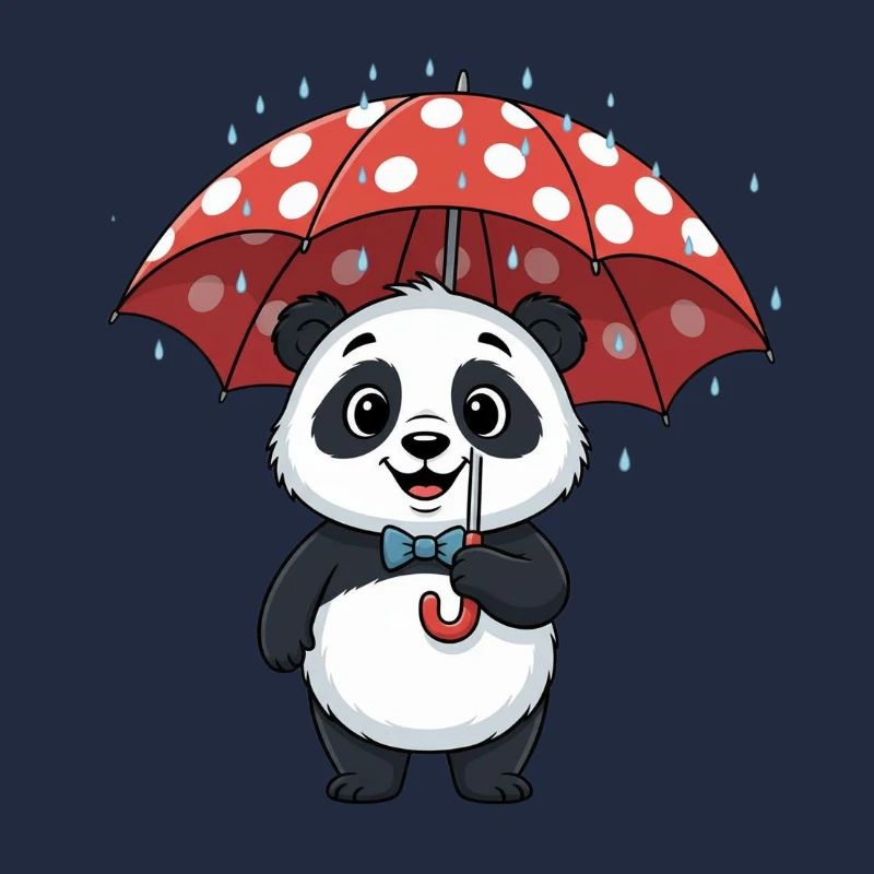 Panda mit rotem Regenturm