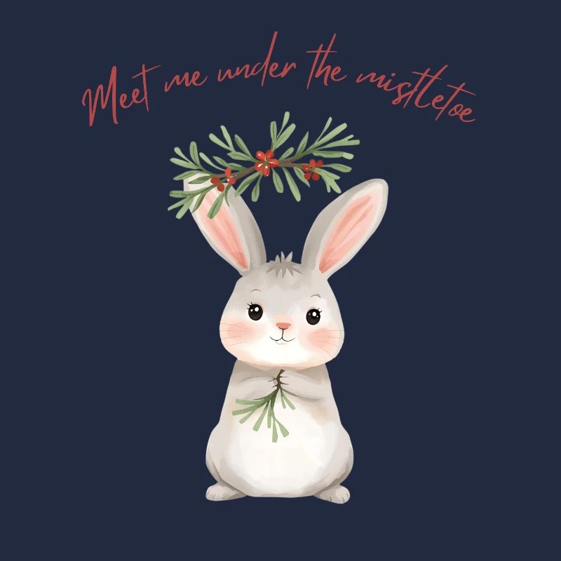 Bunny Under Mistletoe Christmas Design