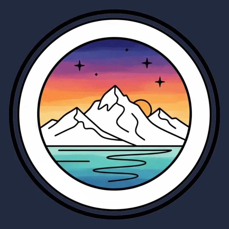 Mountain Lake Sunset Circle