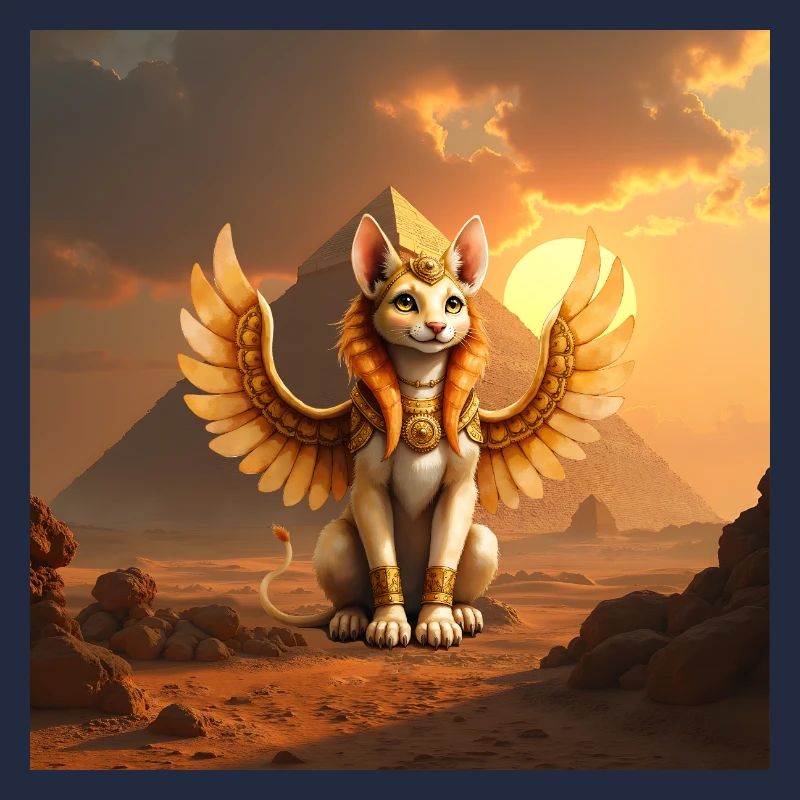 Winged Cat in Desert Egypt
