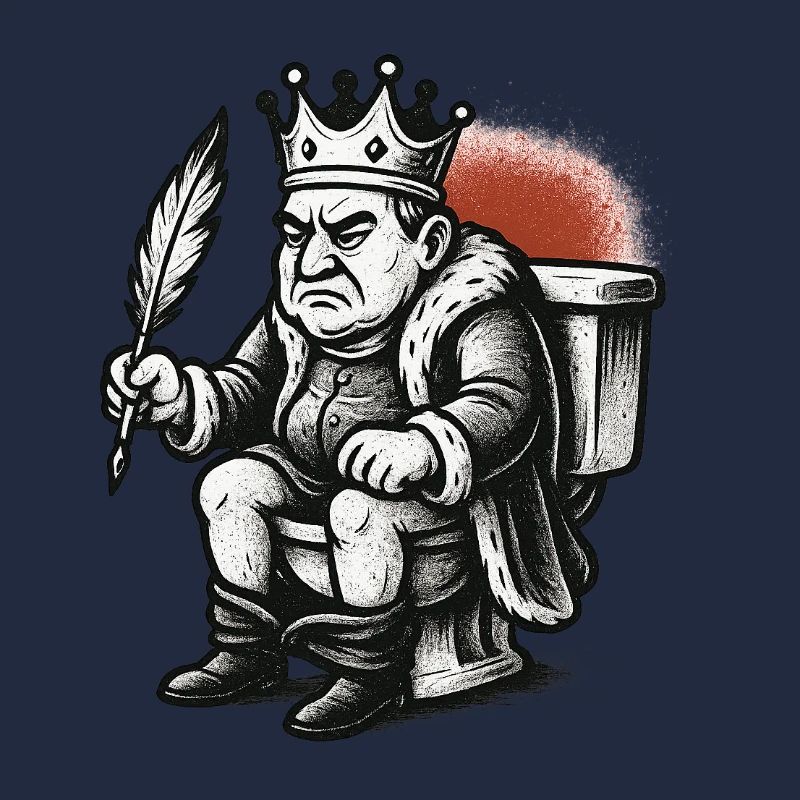 King on throne with a feather