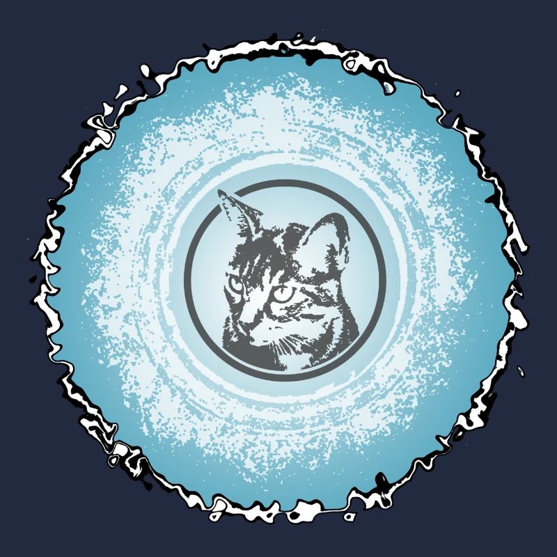Cat Circle Blue Silhouette