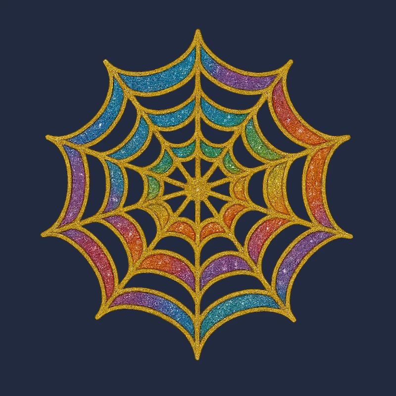 Spider Web | Rainbow Spider Web Gold Glitter
