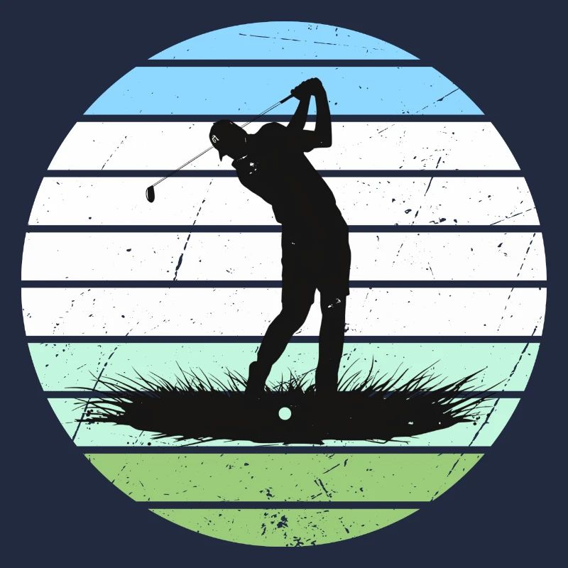 Silhouette de golf en cercle à rayures rétro