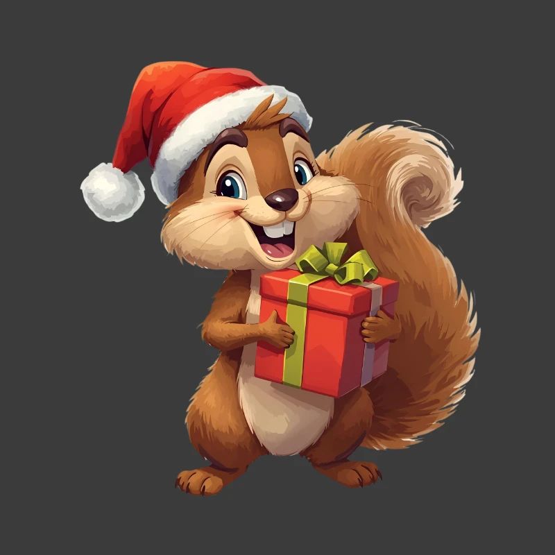 Weihnachts-Eichhörnchen mit Geschenk