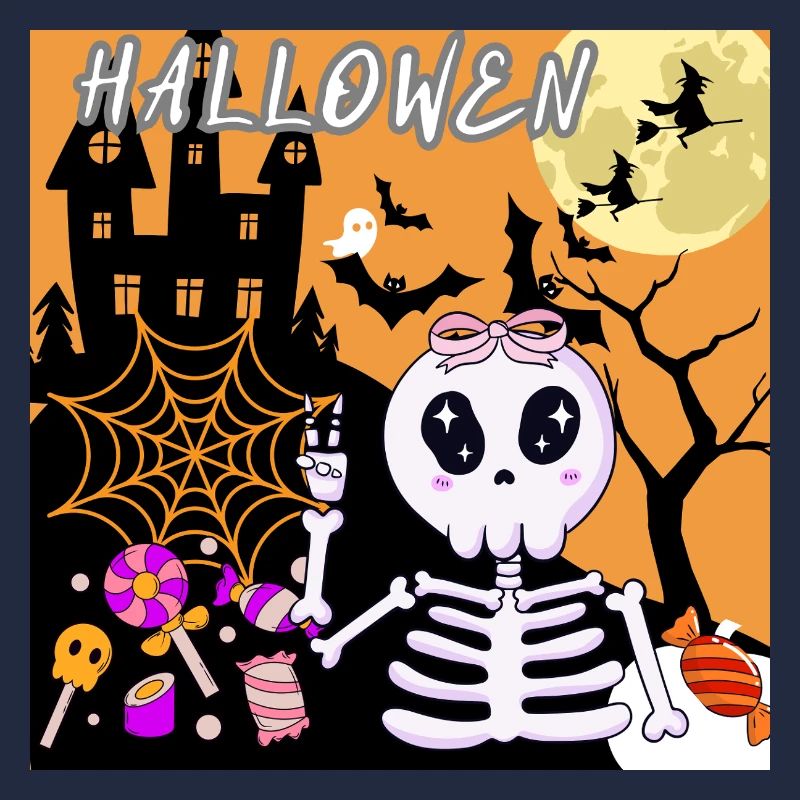 Cute Halloween Skeleton with Candy