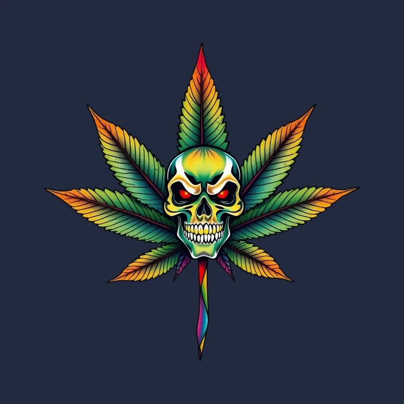 Regenbogen Schädel Cannabis Blatt