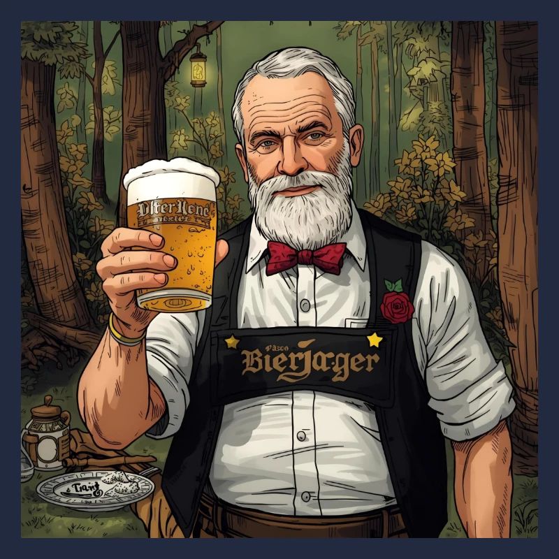 Bierjäger im Waldabend