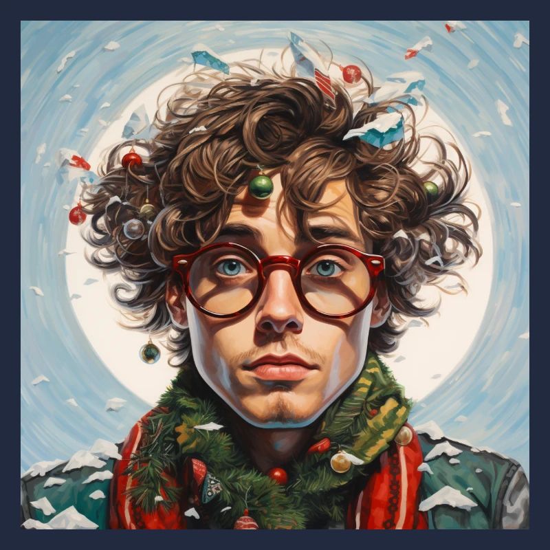 Christmas Magic Portrait with Red Glasses