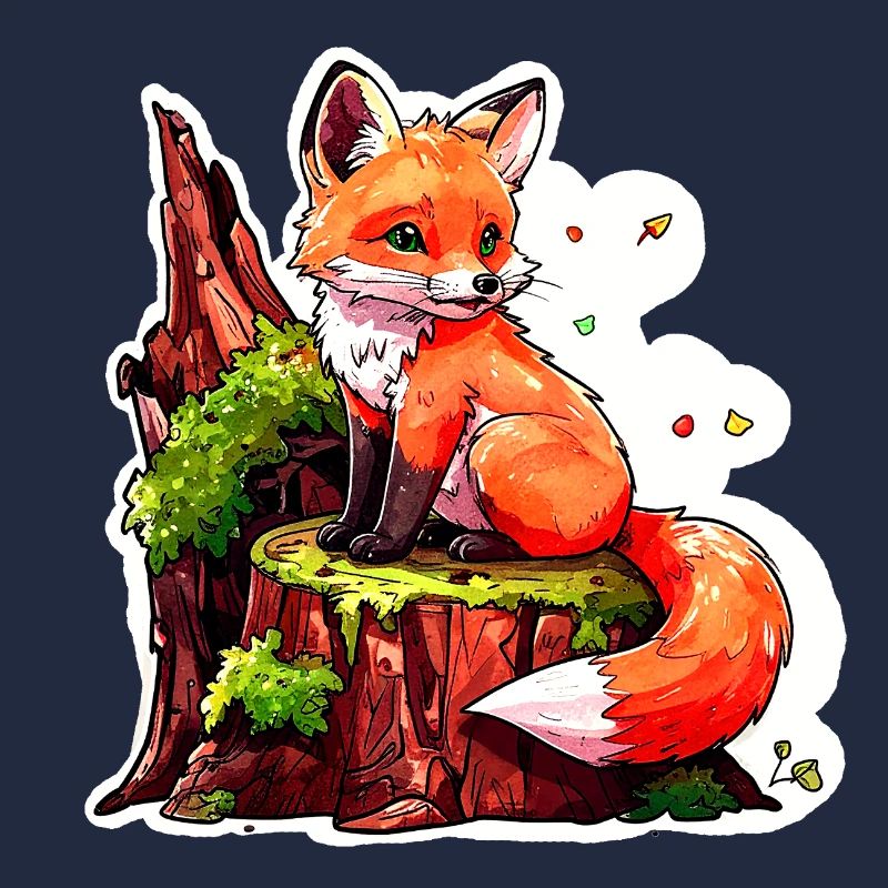 Petit renard mignon (aquarelle de bande dessinée)