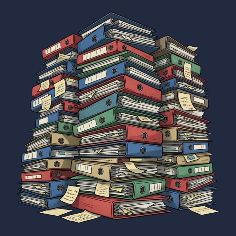 Folder Stack Office Chaos